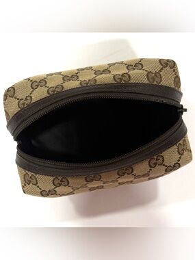 Gucci GG Monogram Canvas Cosmetics Bag- Beige Brown